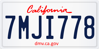 CA license plate 7MJI778