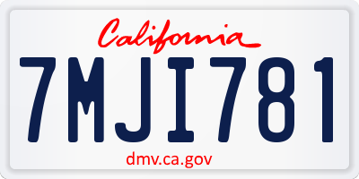 CA license plate 7MJI781