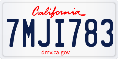 CA license plate 7MJI783