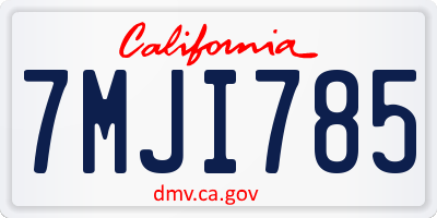 CA license plate 7MJI785
