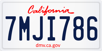 CA license plate 7MJI786