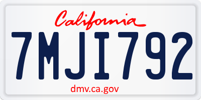 CA license plate 7MJI792
