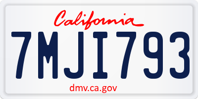 CA license plate 7MJI793