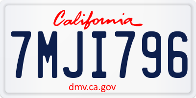 CA license plate 7MJI796