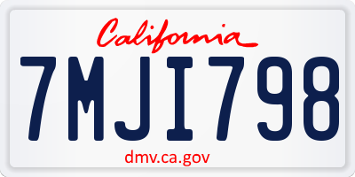 CA license plate 7MJI798
