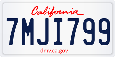 CA license plate 7MJI799