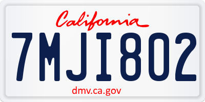 CA license plate 7MJI802