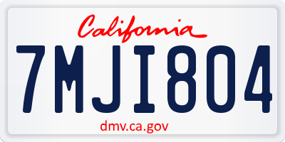 CA license plate 7MJI804