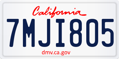 CA license plate 7MJI805