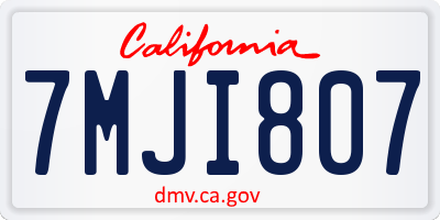 CA license plate 7MJI807