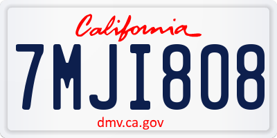 CA license plate 7MJI808