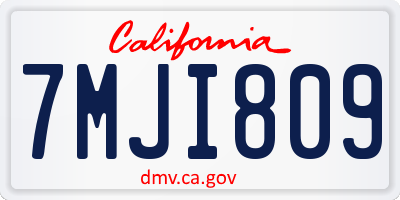 CA license plate 7MJI809