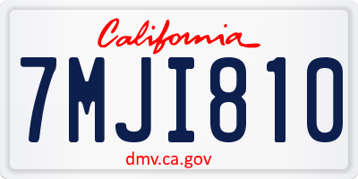 CA license plate 7MJI810
