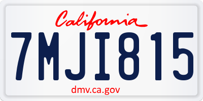 CA license plate 7MJI815
