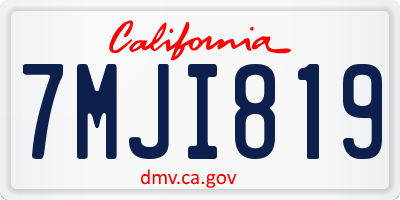 CA license plate 7MJI819