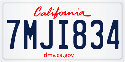 CA license plate 7MJI834