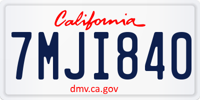CA license plate 7MJI840