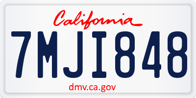 CA license plate 7MJI848