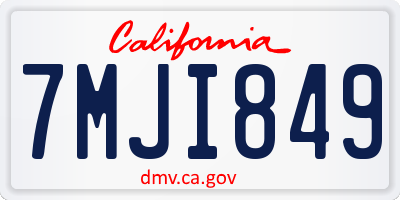 CA license plate 7MJI849