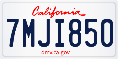 CA license plate 7MJI850
