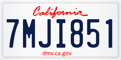 CA license plate 7MJI851