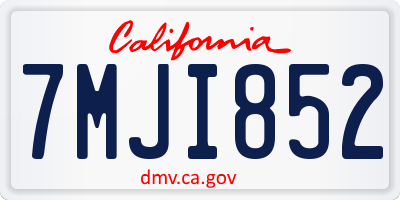 CA license plate 7MJI852