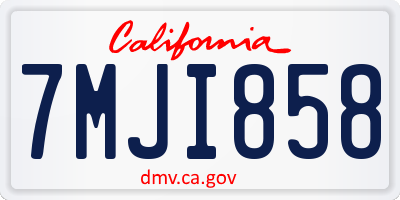 CA license plate 7MJI858