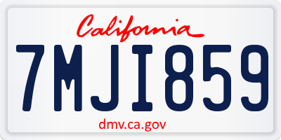 CA license plate 7MJI859