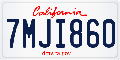 CA license plate 7MJI860