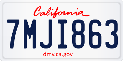 CA license plate 7MJI863