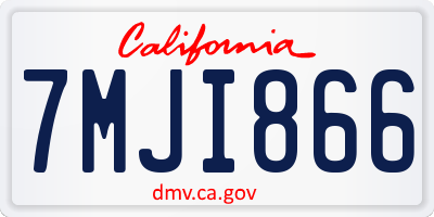 CA license plate 7MJI866