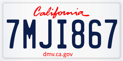 CA license plate 7MJI867