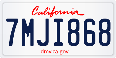 CA license plate 7MJI868