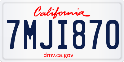 CA license plate 7MJI870