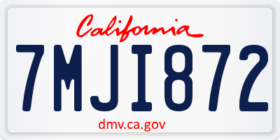 CA license plate 7MJI872