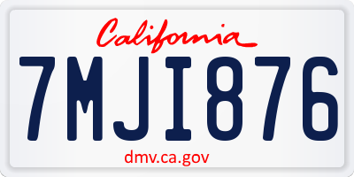 CA license plate 7MJI876