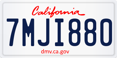 CA license plate 7MJI880