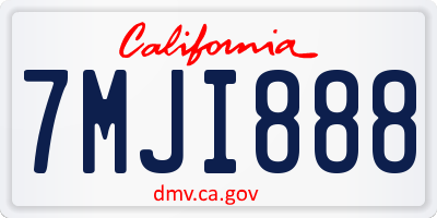 CA license plate 7MJI888