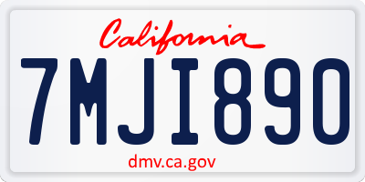 CA license plate 7MJI890