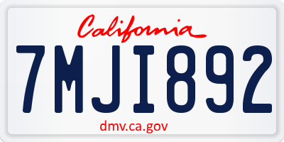 CA license plate 7MJI892