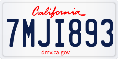 CA license plate 7MJI893