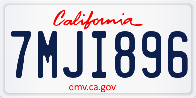 CA license plate 7MJI896