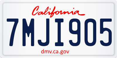 CA license plate 7MJI905