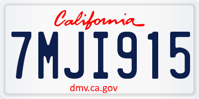 CA license plate 7MJI915