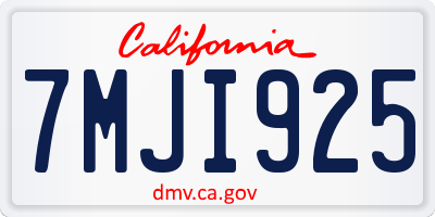 CA license plate 7MJI925
