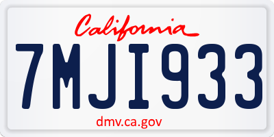 CA license plate 7MJI933