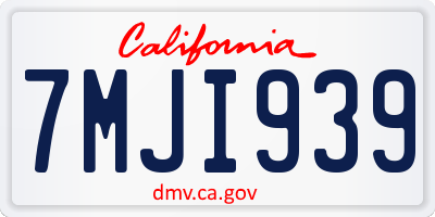 CA license plate 7MJI939