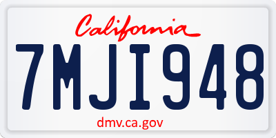CA license plate 7MJI948