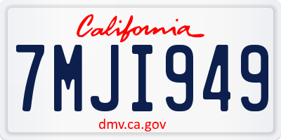 CA license plate 7MJI949