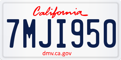 CA license plate 7MJI950